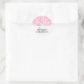 Modern Damask roze gepersonaliseerd Ronde Sticker (Tas)