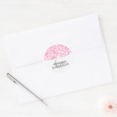 Modern Damask roze gepersonaliseerd Ronde Sticker (Envelop)