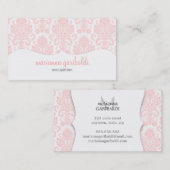 Modern Damask roze gepersonaliseerd Visitekaartje (Voorkant / Achterkant)