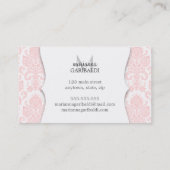 Modern Damask roze gepersonaliseerd Visitekaartje (Achterkant)