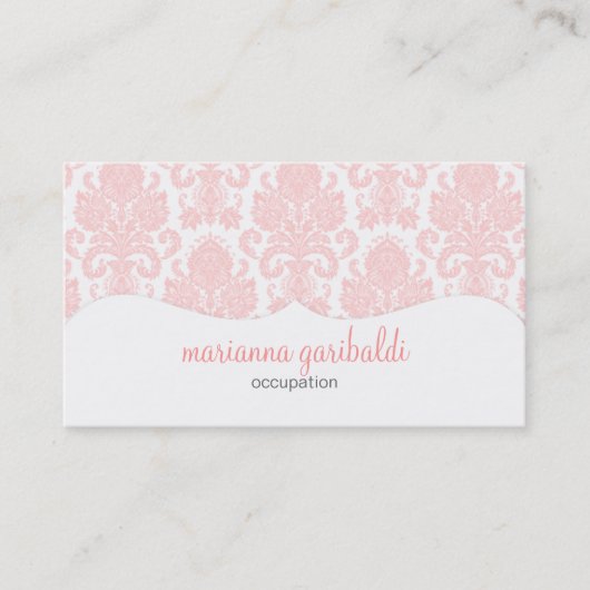 Modern Damask roze gepersonaliseerd Visitekaartje (Voorkant)