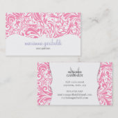 Modern Damask roze gepersonaliseerd Visitekaartje (Voorkant / Achterkant)