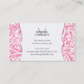 Modern Damask roze gepersonaliseerd Visitekaartje (Achterkant)