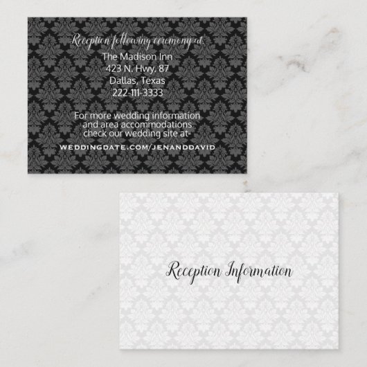 Modern Damask Wedding Enclosure Kaart (Voorkant / Achterkant)