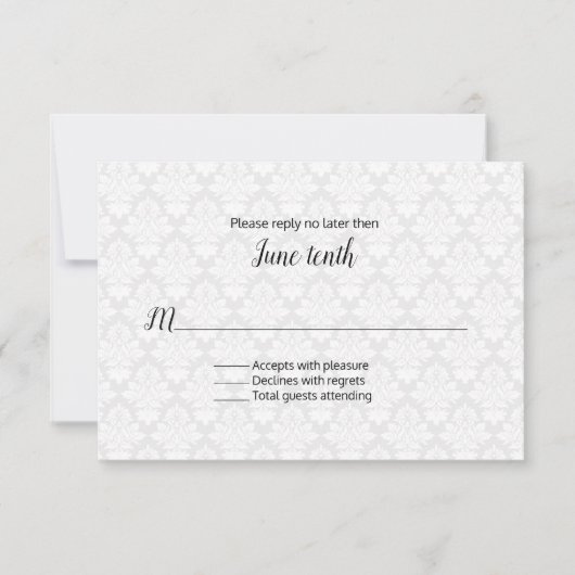Modern Damask Wedding RSVP-kaart RSVP Kaartje (Voorkant)