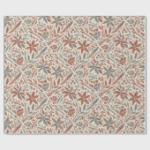 Modern Damast Autumn Floral Wrapping Paper Cadeaupapier (Vlak)