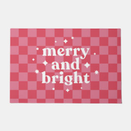 Modern dambord vrolijk en helder kerstfeest deurmat