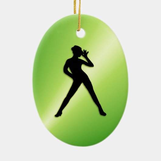 Modern Dance Green Keramisch Ornament (Achterkant)