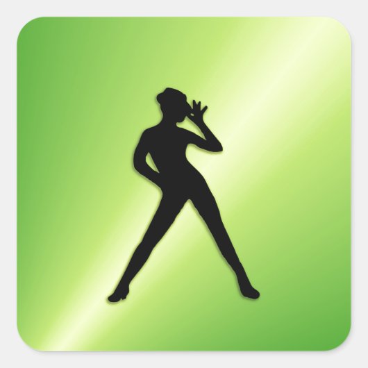Modern Dance Green Vierkante Sticker (Voorkant)