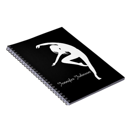 Modern Dancer Silhouette Zwart en Wit II Notitieboek (Rechterzijde)
