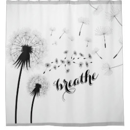Modern Dandelion BREATHE Inspirerend Quote Douchegordijn