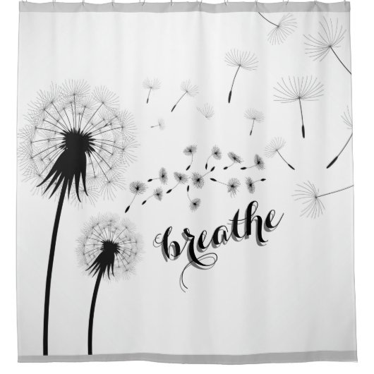 Modern Dandelion BREATHE Inspirerend Quote Douchegordijn (Voorkant)