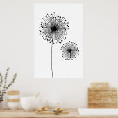 Modern Dandelion Flower CUSTOM COLOR Poster (Keuken)