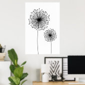 Modern Dandelion Flower CUSTOM COLOR Poster (Thuiskantoor)