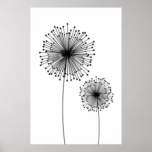 Modern Dandelion Flower CUSTOM COLOR Poster (Voorkant)