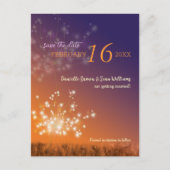 Modern Dandelion Wedding Save the Date Aankondigingskaart (Voorkant)