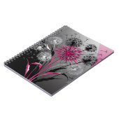 Modern Dandelions Pink Black White Notebook Notitieboek (Linkerzijde)