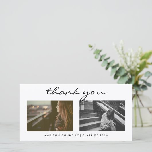 Modern Dank je Afstuderen Foto Collage Bedankkaart (Staand voorkant)