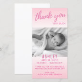 Modern Dank je Baby shower Girl Pink | FOTO toevoe Bedankkaart (Voorkant / Achterkant)