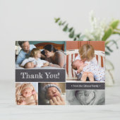 Modern Dank je foto collage nieuwe baby geboorte Aankondiging (Staand voorkant)