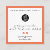 Modern dank je script bestel minimaal koraal sinaa vierkante visitekaartje (Achterkant)