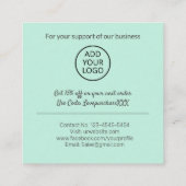 Modern dank je script bestel minimaal mint groen vierkante visitekaartje (Achterkant)