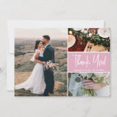 Modern Dank je script Blush Pink Wedding Kaart (Voorkant)