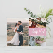 Modern Dank je script Blush Pink Wedding Kaart (Staand voorkant)