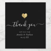 Modern Dank je wel Chic Gold Heart Wedding Wijn Etiket (Enkel label)