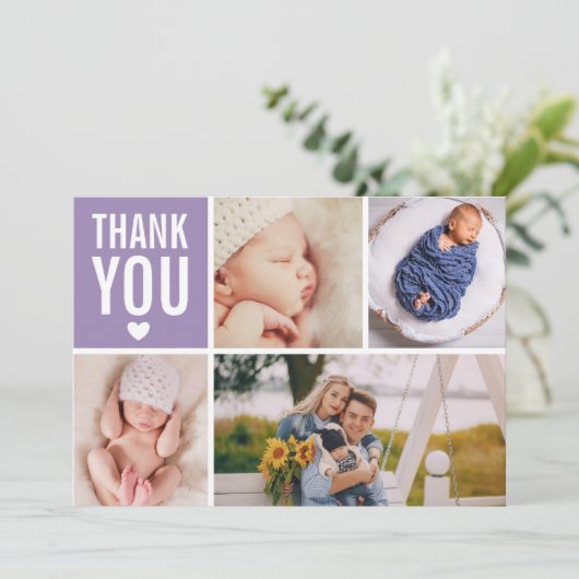 Modern Dank je wel Foto College Stats Flat Birth Aankondiging (Staand voorkant)