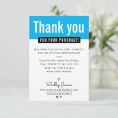 MODERN DANK U aankoop insert aqua blauw Bedankkaart (Staand voorkant)