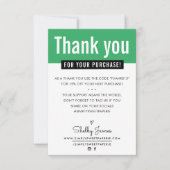 MODERN DANK U aankoop invoegen kelly groen Bedankkaart (Voorkant)