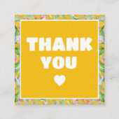 Modern dank u bestelling Yellow Floral Qr code Vierkante Visitekaartje (Voorkant)