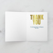 Modern Dank u Blauw Goud Typografie Bedankkaart (Binnen)