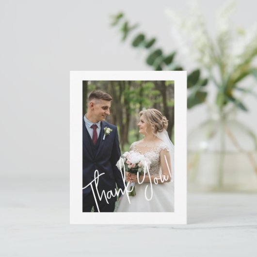 Modern dank u bruiloft foto briefkaart (Staand voorkant)