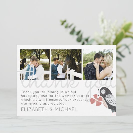 Modern Dank u Bruiloft FOTO Collage Kaart (Staand voorkant)