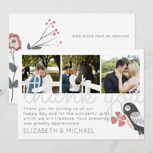 Modern Dank u Bruiloft FOTO Collage Kaart (Voorkant / Achterkant)