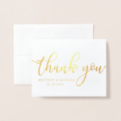 Modern dank u bruiloft paar foto notitie goud folie kaarten (Voorkant met envelop)