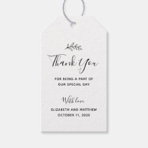 Modern dank u cadeau label. Eenvoudige botanische 