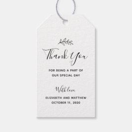 Modern dank u cadeau label. Eenvoudige botanische  Cadeaulabel