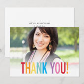 MODERN DANK U eenvoudige blokkapitalen kleurrijk Bedankkaart (Voorkant / Achterkant)