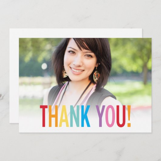 MODERN DANK U eenvoudige blokkapitalen kleurrijk Bedankkaart (Voorkant / Achterkant)