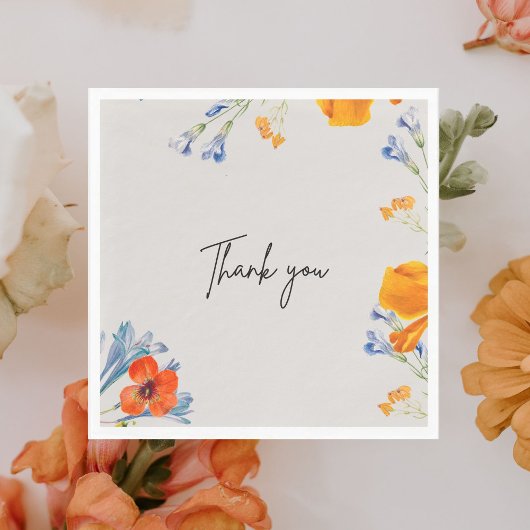 Modern Dank u Floral Nastartium Blue Botanical Servet