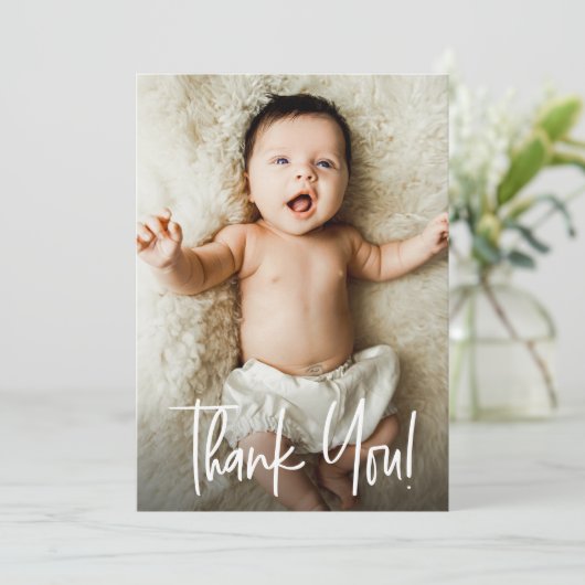Modern Dank u het Baby shower van de Foto van het  Bedankkaart (Staand voorkant)