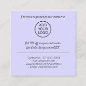 Modern dank u het manuscriptorde minimaal paars vierkante visitekaartje (Achterkant)