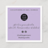 Modern dank u het manuscriptorde minimaal paars vierkante visitekaartje (Achterkant)