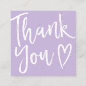 Modern dank u het manuscriptorde minimaal paars vierkante visitekaartje (Voorkant)