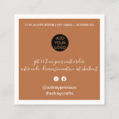 Modern dank u het manuscriptorde minimum terracott vierkante visitekaartje (Achterkant)