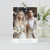 Modern Dank u Kaart met Foto, Stoffige Blauwe Teks (Staand voorkant)