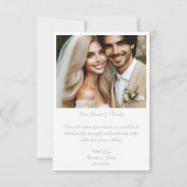 Modern Dank u Kaart met Foto, Stoffige Blauwe Teks (Achterkant)